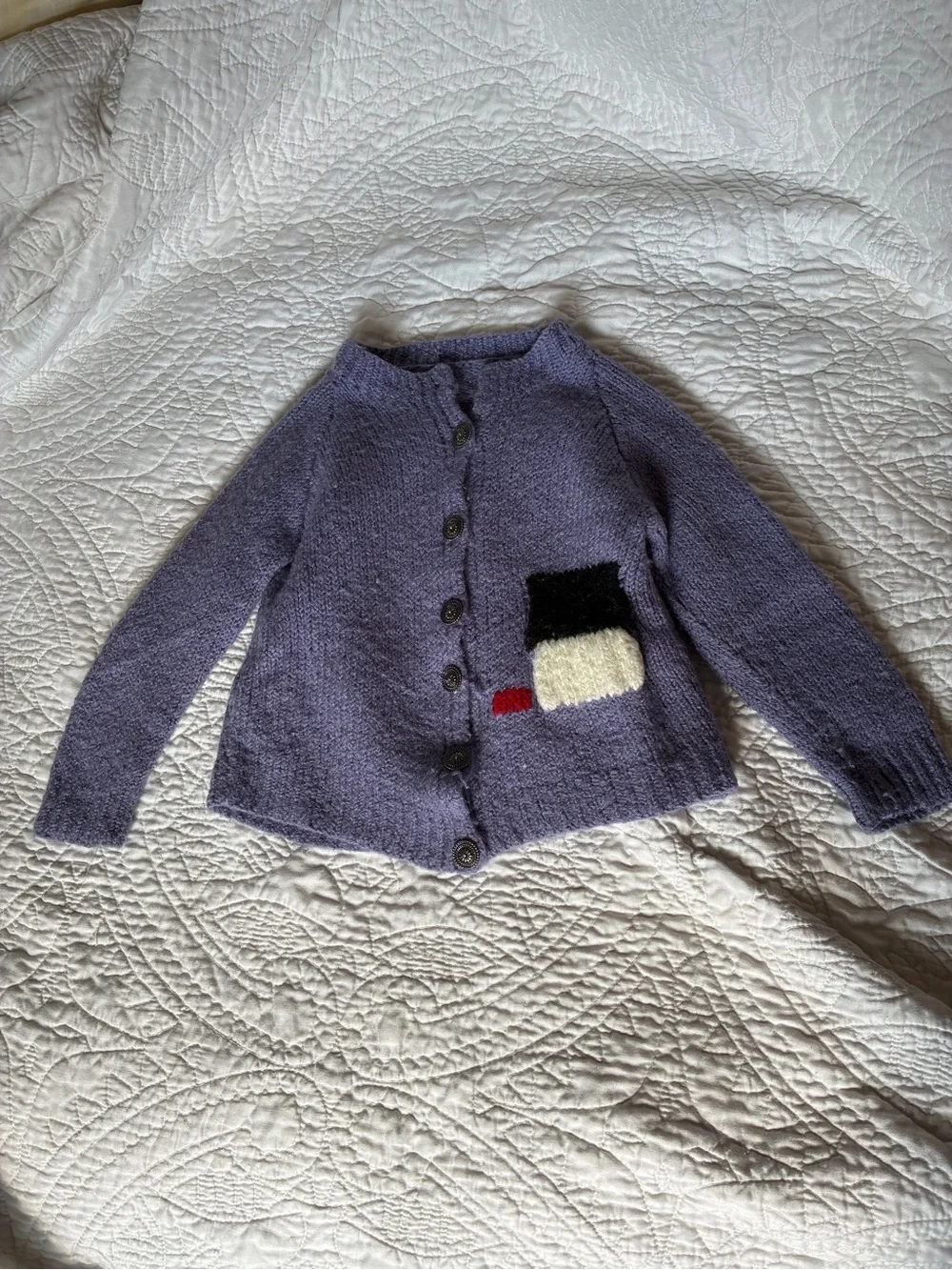 Kids Purple Snoopy Knit Matching Set - Sweater & Mittens